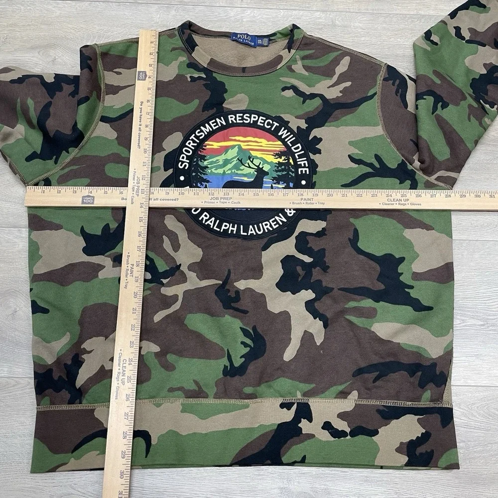 Polo Ralph Lauren Sportsman Mens Sweatshirt XXL 2XL Respect The Wildlife Camo
